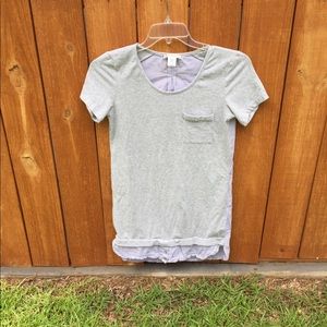 Max Studio Gray White Stripe short sleeve sleep shirt size XS